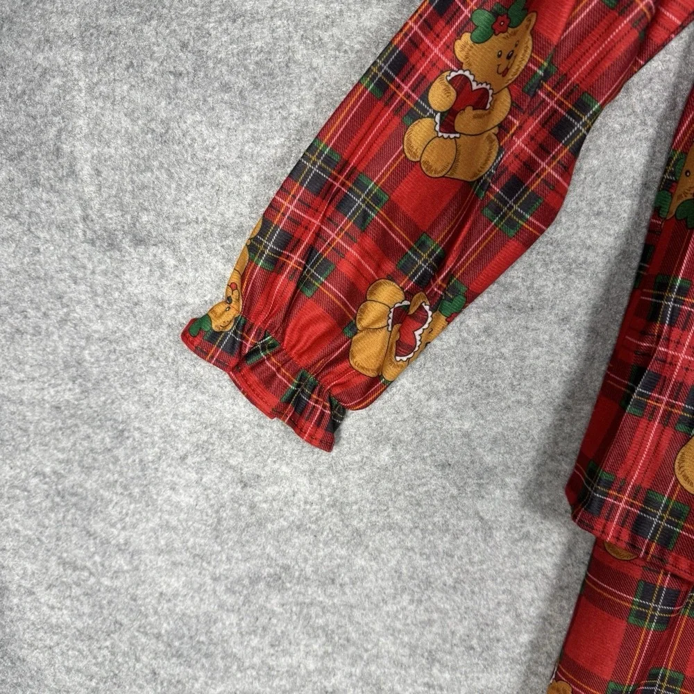 Vintage 80s Candlesticks Girls Size 6 Christmas Pajamas NWT Teddy Bear Plaid USA